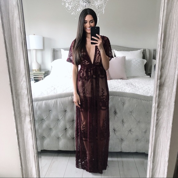 FINAL 2!!! Burgundy Lace Maxi Romper - Picture 3 of 16